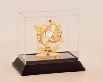24K Gold-Plated Pisces Figurine with Swarovski Crystal