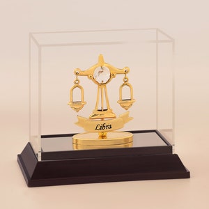 24K Gold-Plated Libra Zodiac Sign Figurine with Swarovski Crystal