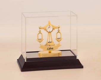 Libra Zodiac Sign Figurine: 24K Gold-Plated Swarovski Crystal Gift