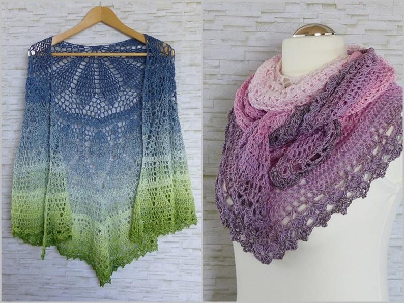 "Elomina" pattern: a beautiful crocheted shawl - Crochet eBook / Instructions in German and English image 12