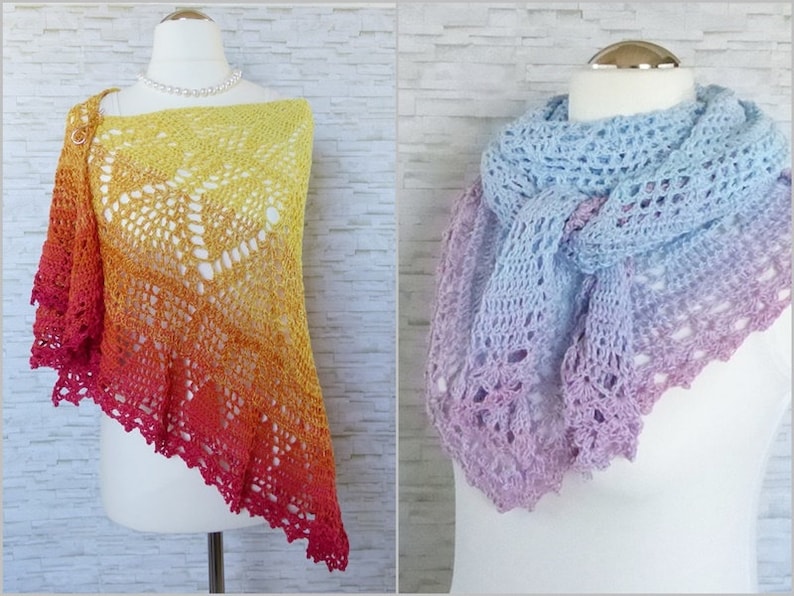 "Elomina" pattern: a beautiful crocheted shawl - Crochet eBook / Instructions in German and English image 5