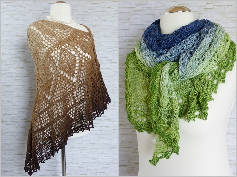 "Elomina" pattern: a beautiful crocheted shawl - Crochet eBook / Instructions in German and English image 3