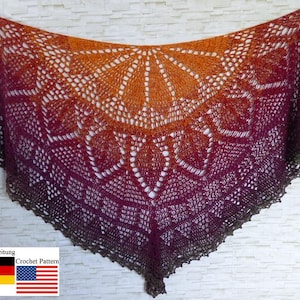"Elomina" pattern: a beautiful crocheted shawl - Crochet eBook / Instructions in German and English image 2