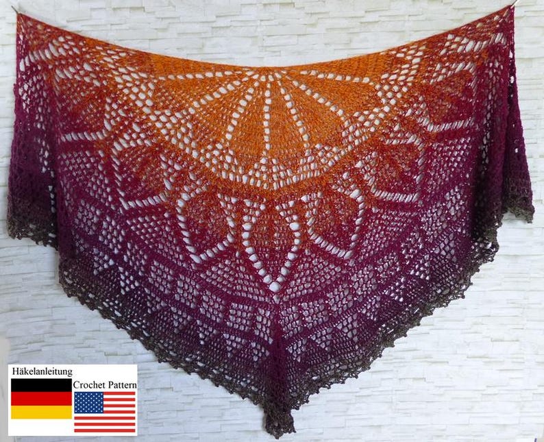 "Elomina" pattern: a beautiful crocheted shawl - Crochet eBook / Instructions in German and English image 2