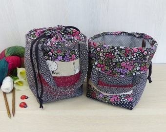 Bobble bag project bag to go for your handicrafts size M Plus