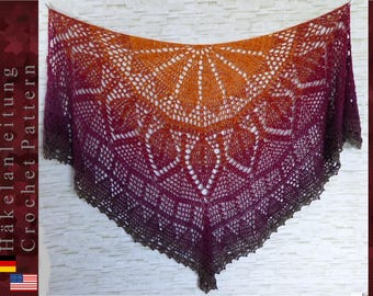 "Elomina" pattern: a beautiful crocheted shawl - Crochet eBook / Instructions in German and English