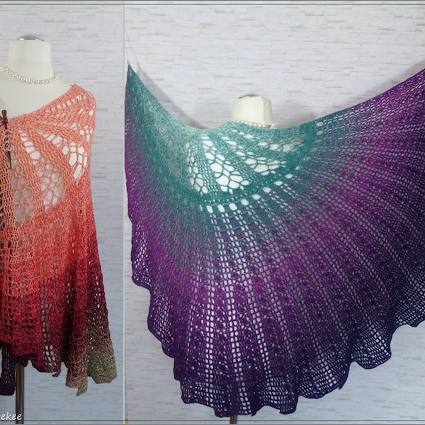 Crochet instructions Hyalma a beautiful crochet shawl in the shape of a shell / instructions in German and English