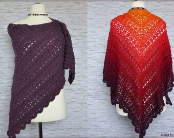 Crochet instructions Loving Flame beautiful triangular shawl for every occasion / instructions in German