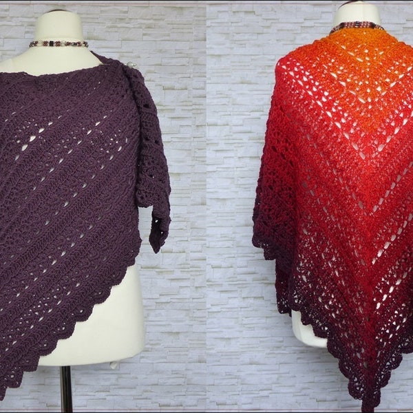 Crochet instructions Loving Flame beautiful triangular shawl for every occasion / instructions in German
