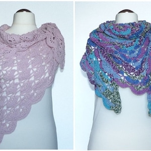 Crochet instructions Beache2 beautiful triangular shawl with shell pattern / instructions in German