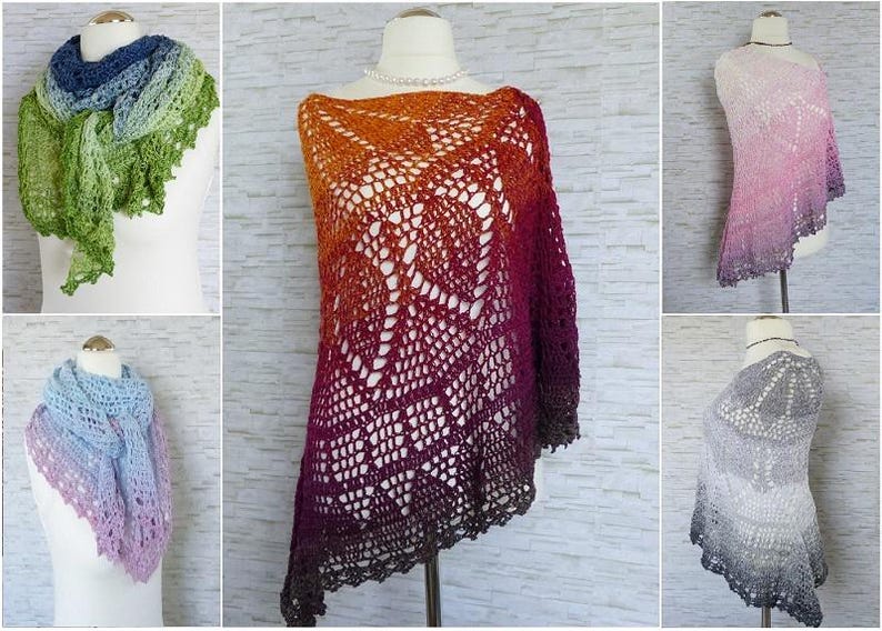 "Elomina" pattern: a beautiful crocheted shawl - Crochet eBook / Instructions in German and English image 14