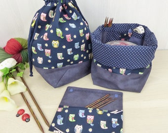 Needle case project bag knitting bag to go size M and/or case for crochet/knitting needle accessories for your handicrafts/project bag bag