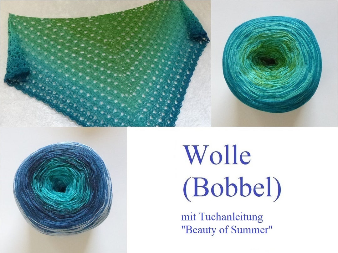 Bobbel Farbverlaufsgarn Regenbogen – 3fädig, Sea Blue, 300g/1500m, Zum Stricken & Häkeln