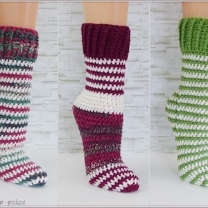 Instructions &quot;Easy-Soks4&quot; - warm crocheted striped socks - eBook Crochet / Instructions in German