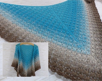 Crochet instructions Beache 3 airy crochet shawl with shell pattern / instructions in German