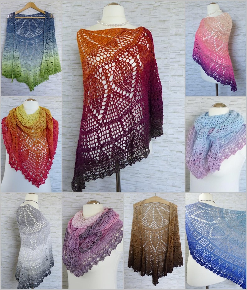 "Elomina" pattern: a beautiful crocheted shawl - Crochet eBook / Instructions in German and English image 13
