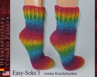 Instructions "Easy-Soks1" - crocheted cozy socks / Crochet eBook / Instructions in German and English