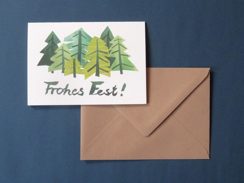 Christmas cards set of three A6 across Tannenwald
