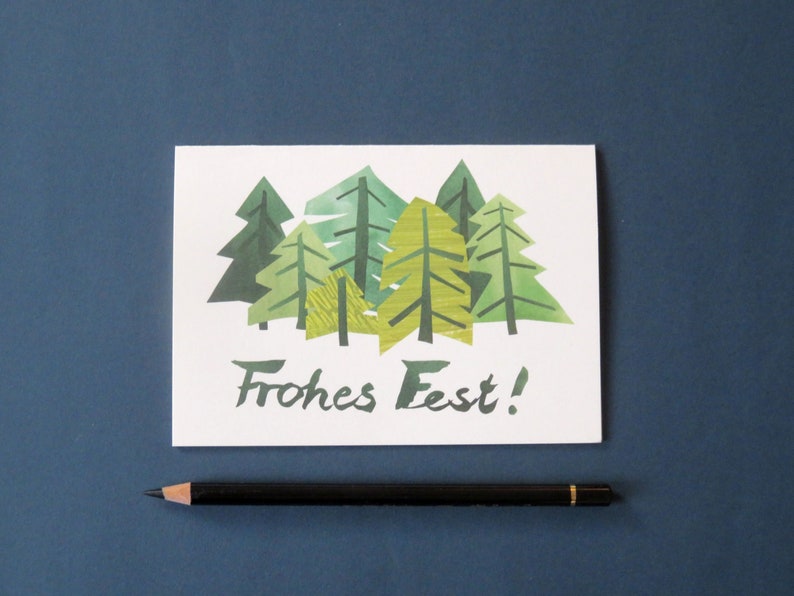 Christmas cards set of three A6 across Tannenwald