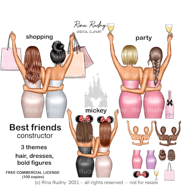 Best friends forever clipart, BFF clipart, besties clipart, Soul sisters clipart,Friends clipart,friendship gifts,sister,hugs,custom clipart