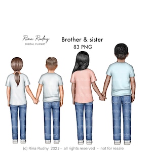 Frère soeur clipart, frères et sœurs, fille garçon clipart, clipart fête des mères, clipart enfants, clipart bambin, clipart enfants. Clipart de famille,