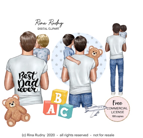 Fathers Day Clipart Father Son Clipart Children Clipart Etsy
