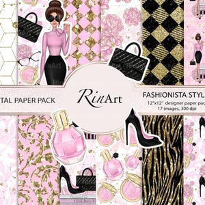 Mode fille glamour en or rose, papier pailleté, produits de beauté, modèle de maquillage, maquillage, modèle de patronne, accessoires de mode, jpeg, parfum, sac