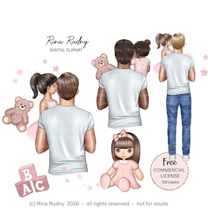 Vaderdag clipart, vader dochter clipart, vader meisje clipart, familie clipart, beste vader ooit clipart, kinderen clipart, ouders clipart