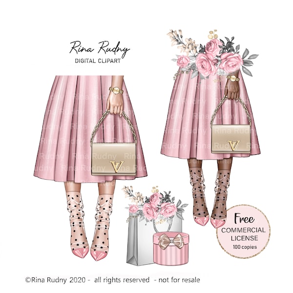 Fashion dress clipart, pink dress, bag clipart,party,prom, high heel shoes clipart, shopping clipart,romantic clipart, posh,glam clipart,