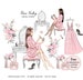Make up clipart,beauty clipart,vanity table clipart,dressing room, boudoir,party dress,planner stickers,morning routine,pink robe,cosmetics