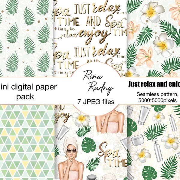 Spa digital paper pack, wellness digital paper, cosmetics digital paper,relax digital paper,routines paper, spa girl paper pack, bath paper