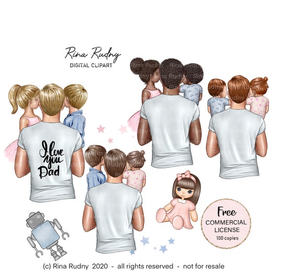 Vatertag Clipart Vater Tochter Sohn Clipart Vater Madchen Etsy