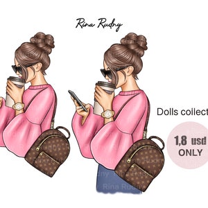 Ragazza alla moda con tazza da caffè clipart, illustrazione digitale del caffè, ragazza caffè png, design a sublimazione, dipendente dal caffè png, amante del caffè