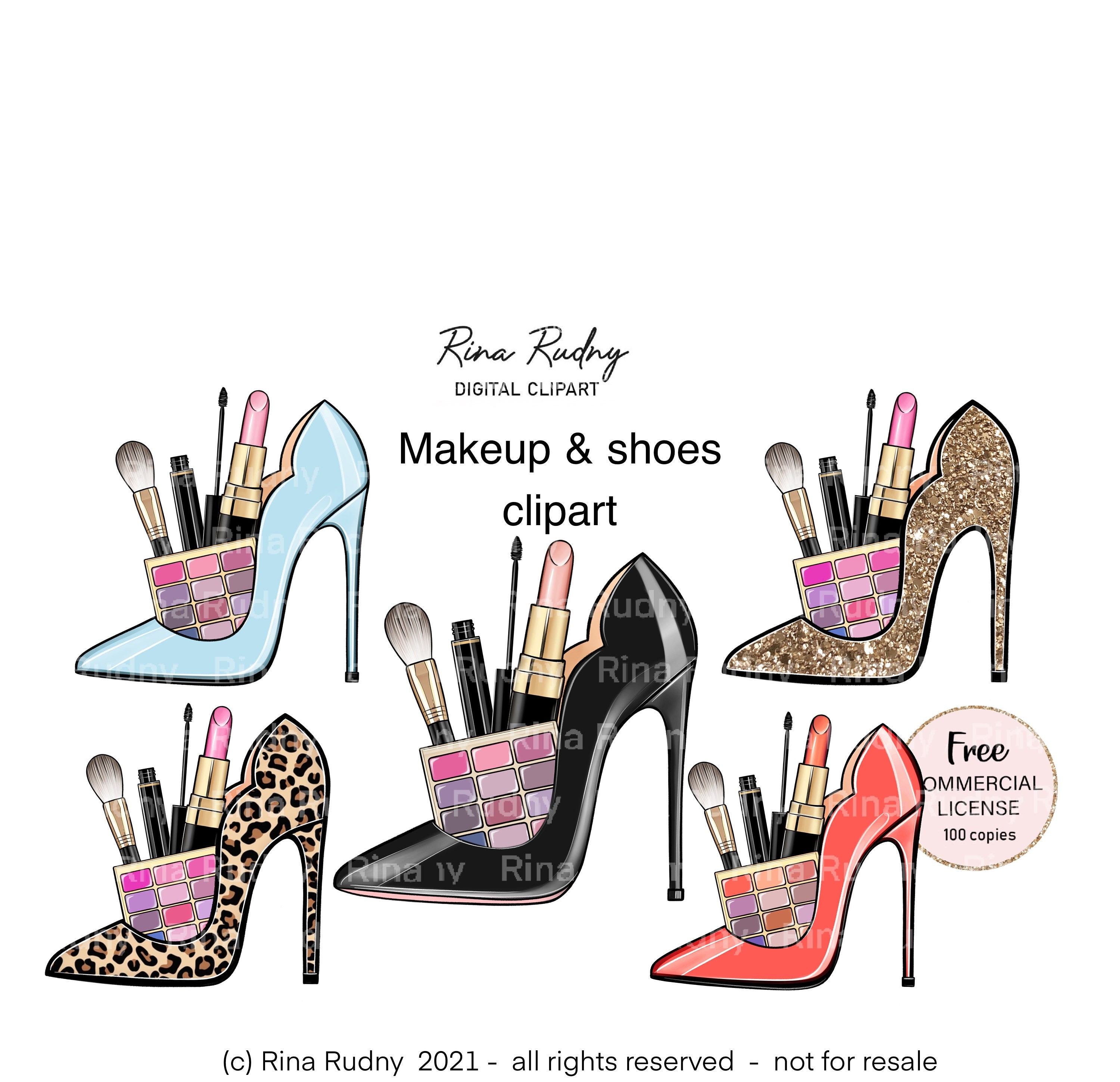 Make up Clipart Shoes Clipart Cosmetics Clipart Lipstick Etsy