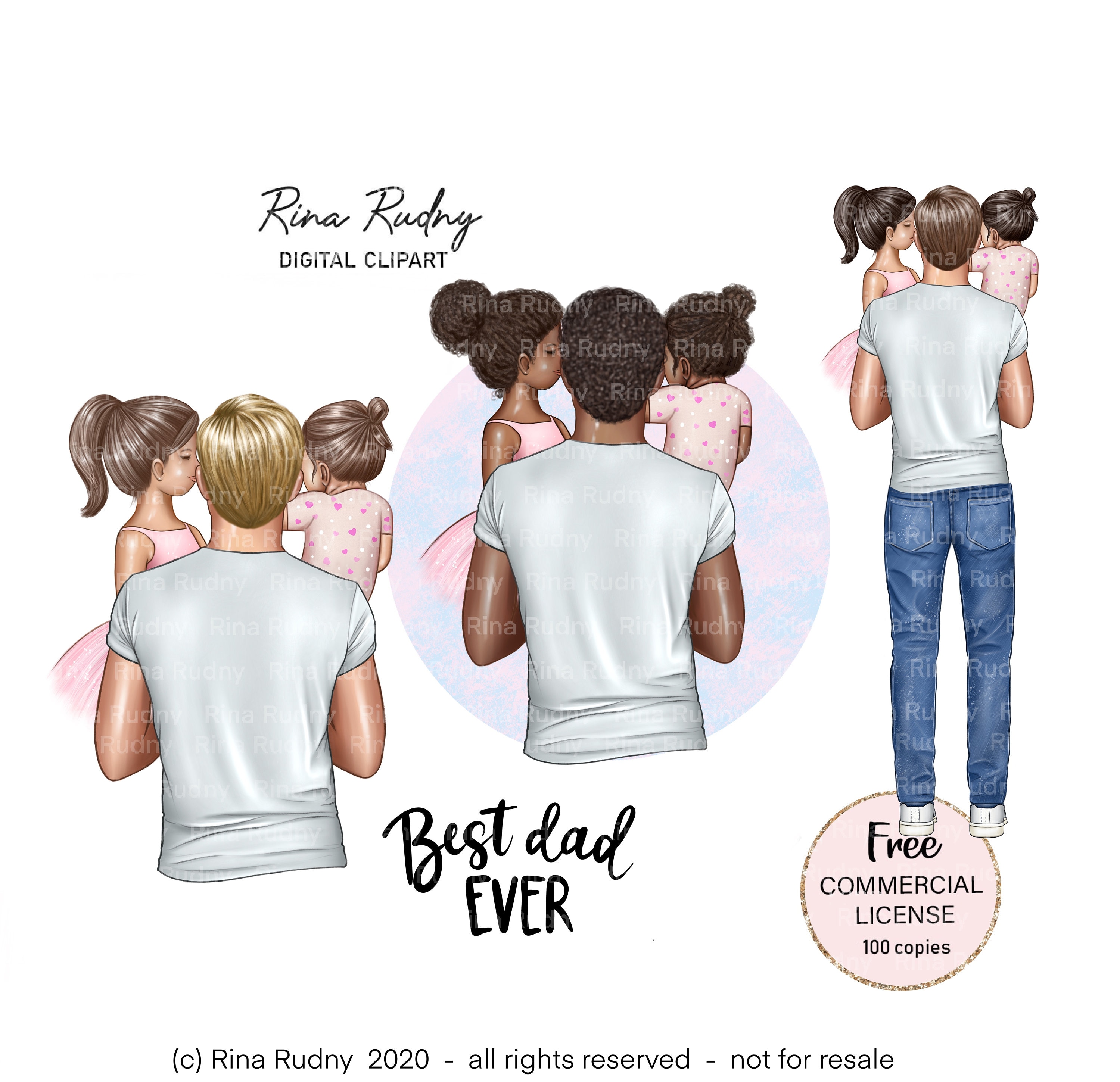 Vatertag Clipart Vater Tochter Clipart Papa Madchen Clipart Etsy