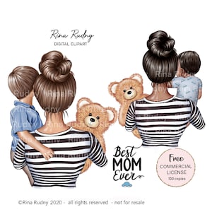 Muttertag Clipart, Mama Sohn Clipart, Mama Clipart, Teddybär Clipart, Kinder Clipart, Eltern Clipart, Familie Clipart