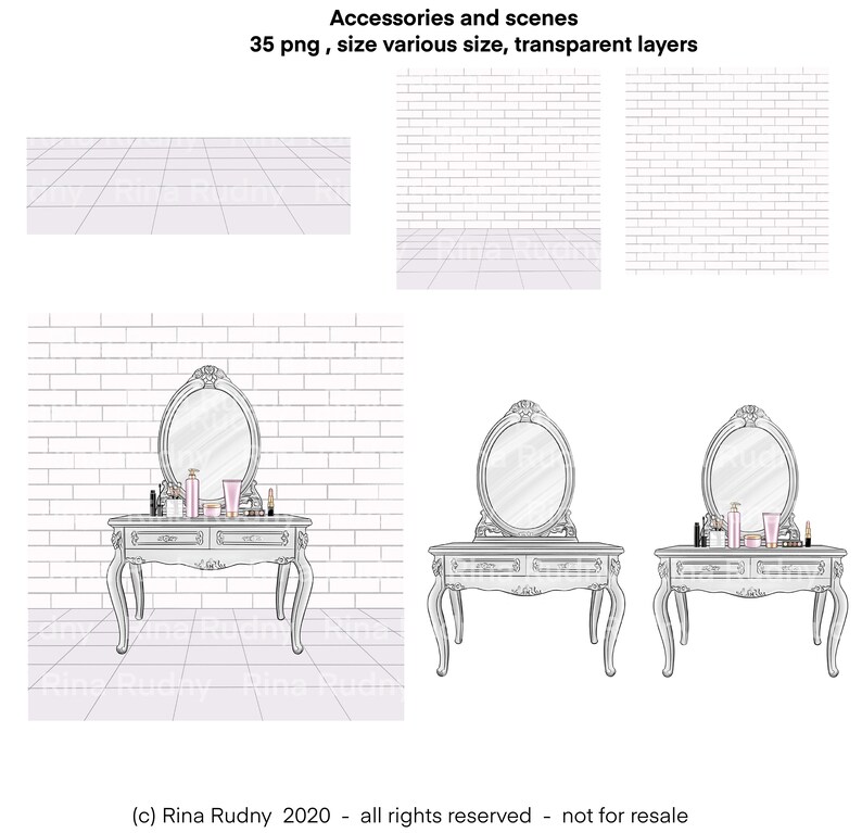 Vanity Table Clipart Beauty Clipart Cosmetics Clipart Etsy Canada
