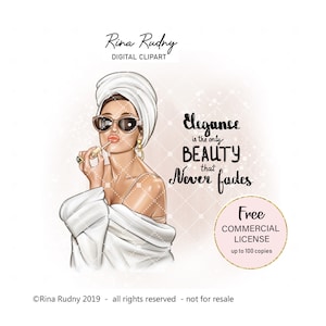 Clipart de maquillage, clipart rouge à lèvres, clipart Audrey Hepburn, clipart spa, clipart cosmétiques, clipart mode