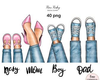 Family legs clipart,family look,Mother’s Day clipart,shoes,children clipart,mom dad clipart,boy girl clipart, child shoes