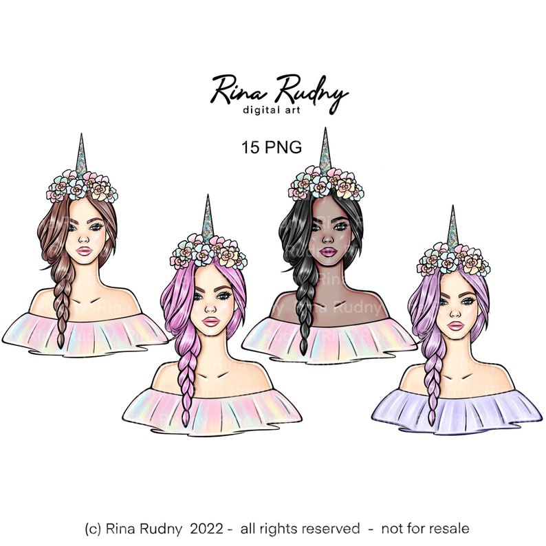 Unicorn Girl Clipart Unicorn Clipart Rainbow Girl Clipart - Etsy