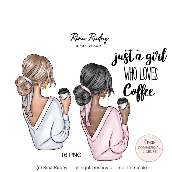 Girl with coffee clipart, girl with coffee png, girl coffee illustration, coffee clipart, coffee png, sublimation coffee,