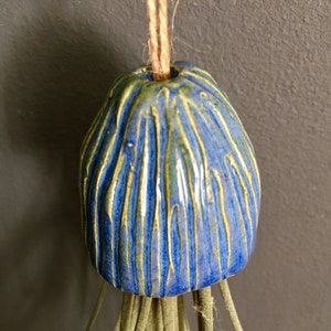 Porta piante d'aria in ceramica Medusa appesa decorazione regalo fatto a mano / Tillandsia Porte Plante Intérieur Suspendu Céramique Méduse Cadeau immagine 4