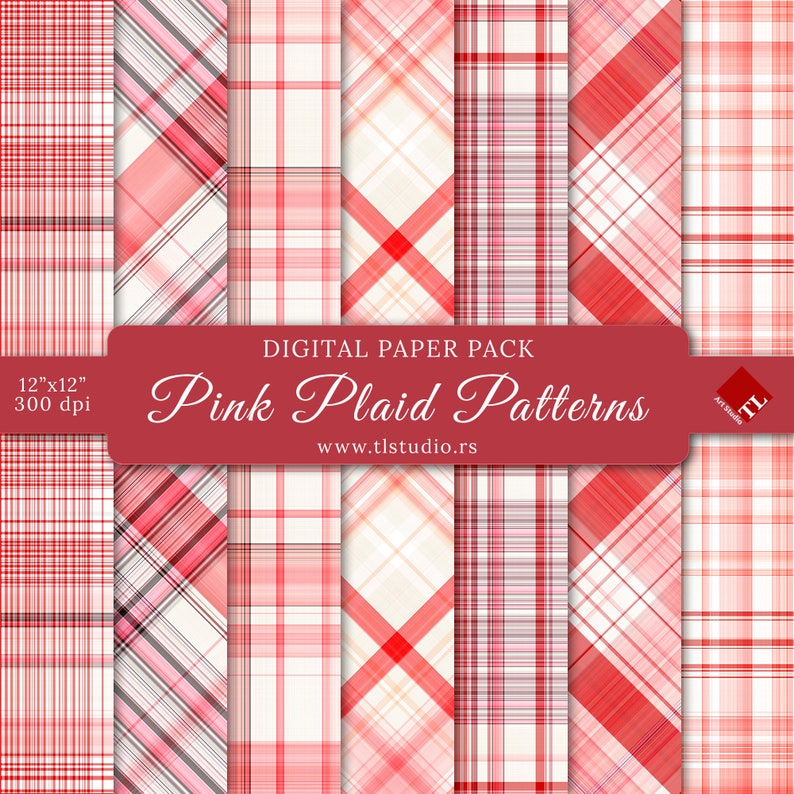Download Pink Plaid Digital Paper Pack Valentine Plaid Seamless | Etsy