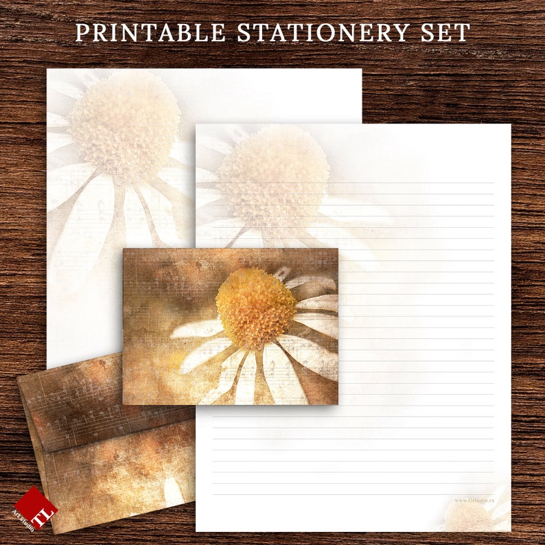 Vintage Daisy Printable Stationery Set Writing Paper and | Etsy