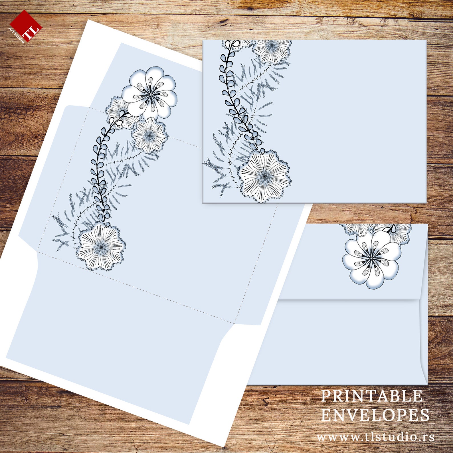 Printable Hand Drawn Decorative Envelopes Foliage Envelope A6 Etsy