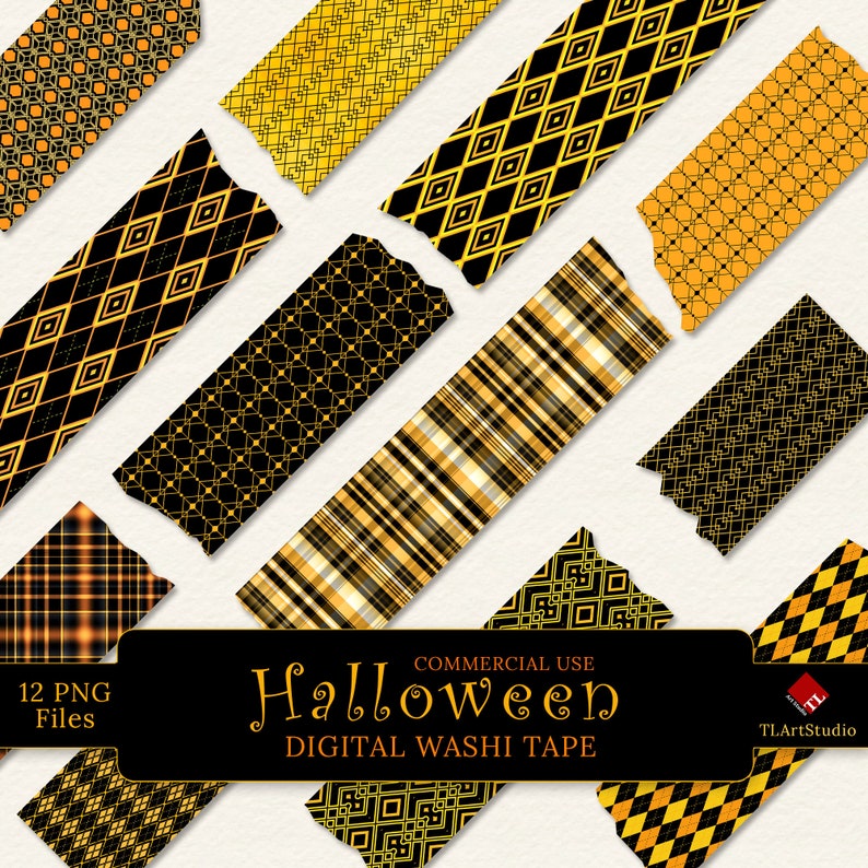 Download Halloween Digital Washi Tape Halloween Geometric Patterns ...