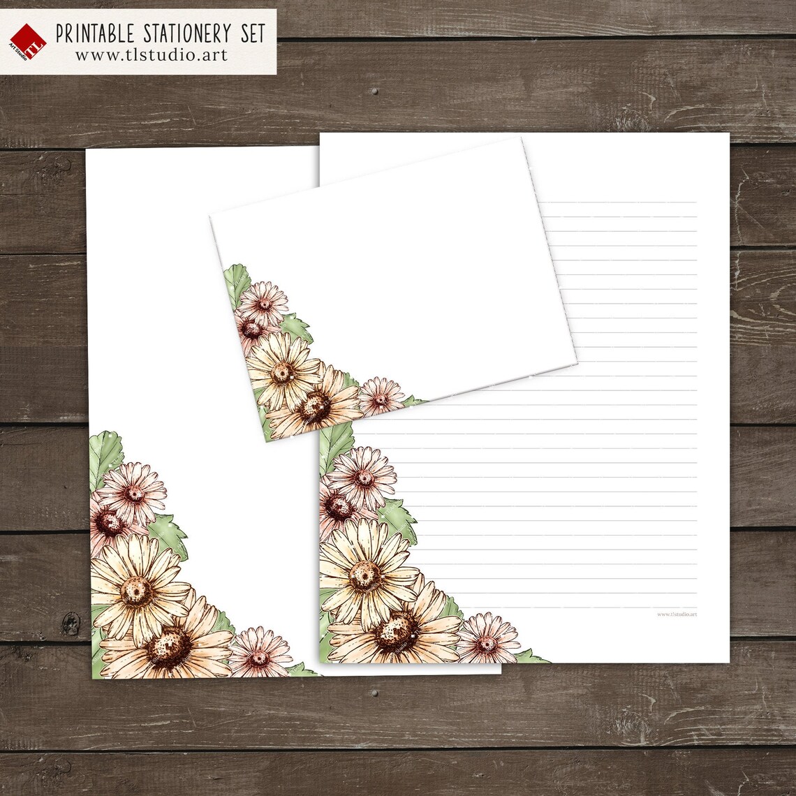 Printable Floral Stationery Set Daisies Writing Paper Daisy - Etsy