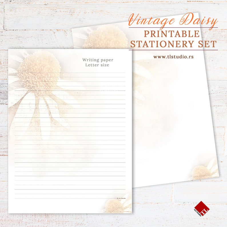 Vintage Daisy Printable Stationery Set Writing Paper and | Etsy