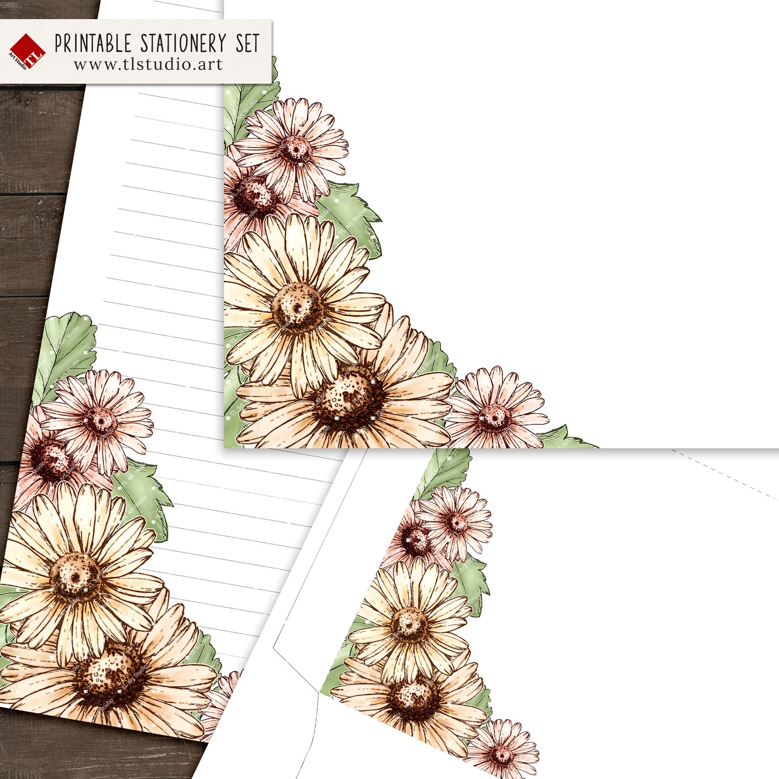 Printable Floral Stationery Set Daisies Writing Paper Daisy - Etsy