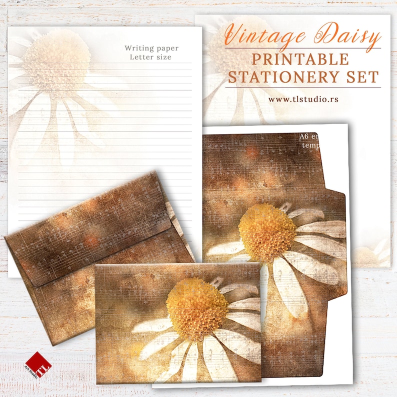 Vintage Daisy Printable Stationery Set Writing Paper and | Etsy